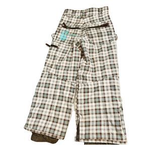 Burton Pants Ski snow snowboard cream brown blue plaid 8